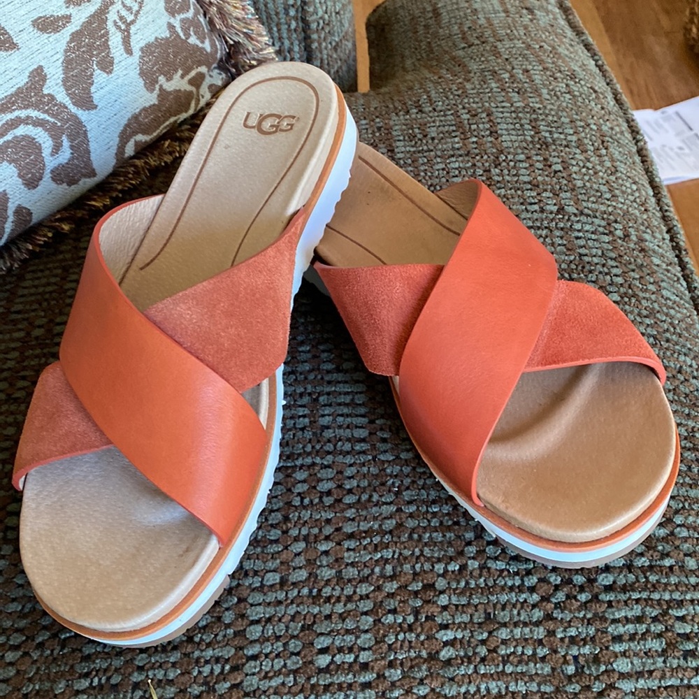 UGG Kari slip on leather sandals  size 9